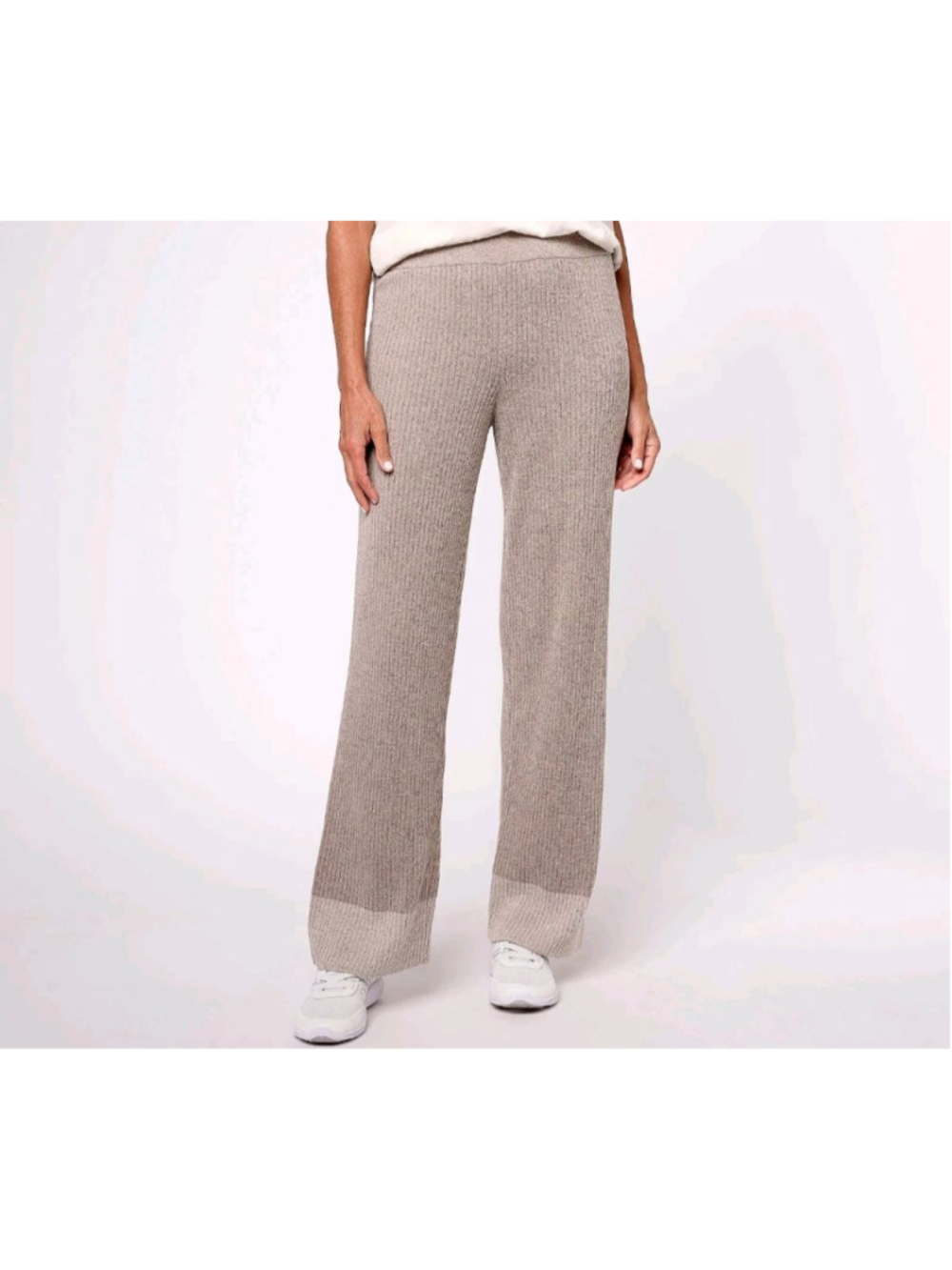 Women's Barefoot Dreams Beige CozyChic Ultra Lite Ribbed Wide Leg Pants XS